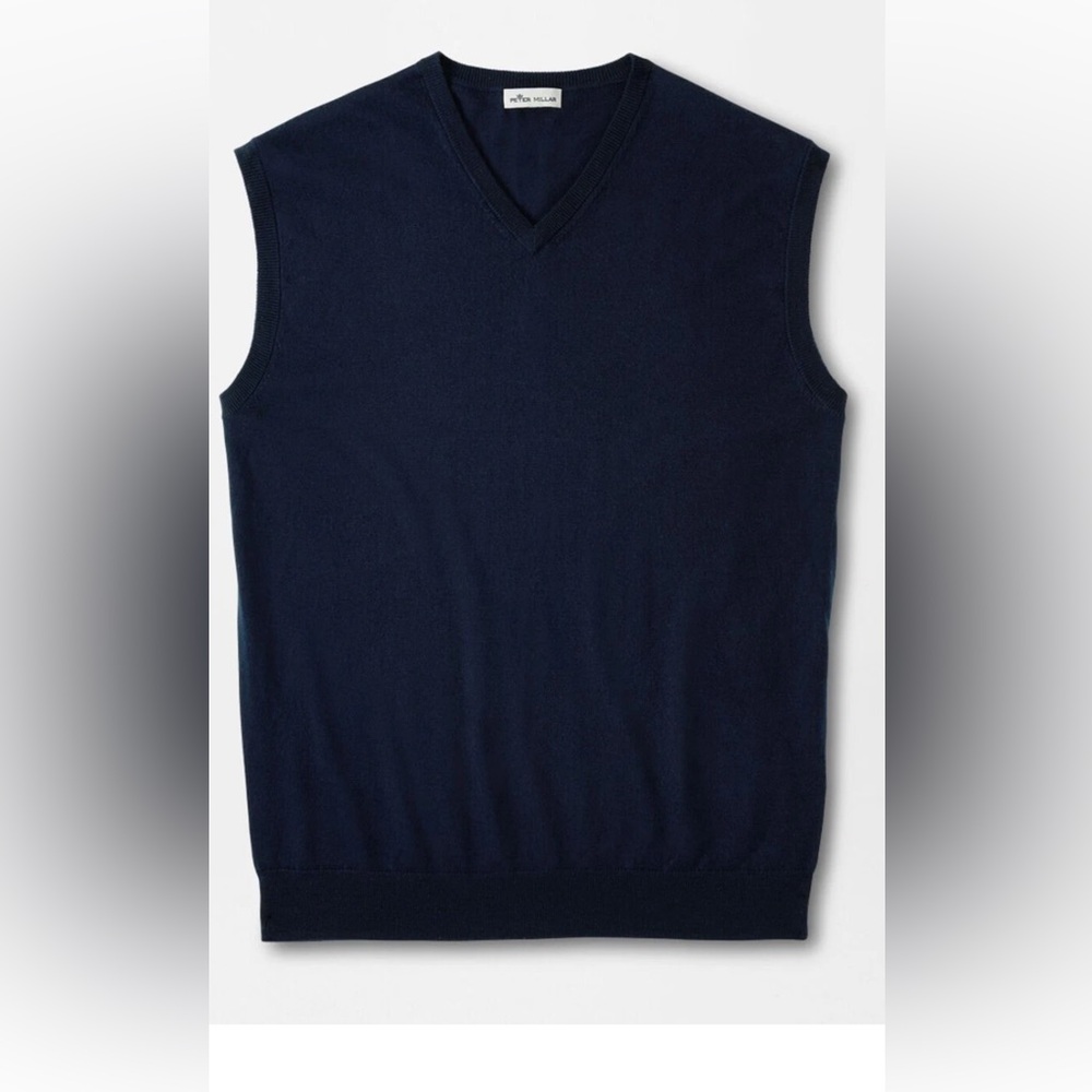 Peter Millar Navy V-Neck Sweater Vest NWT 100% merino wool men size M